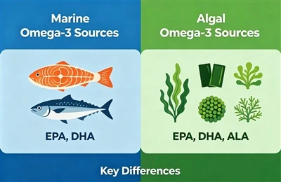 แหล่งที่มาของทะเลกับสาหร่าย Omega-3